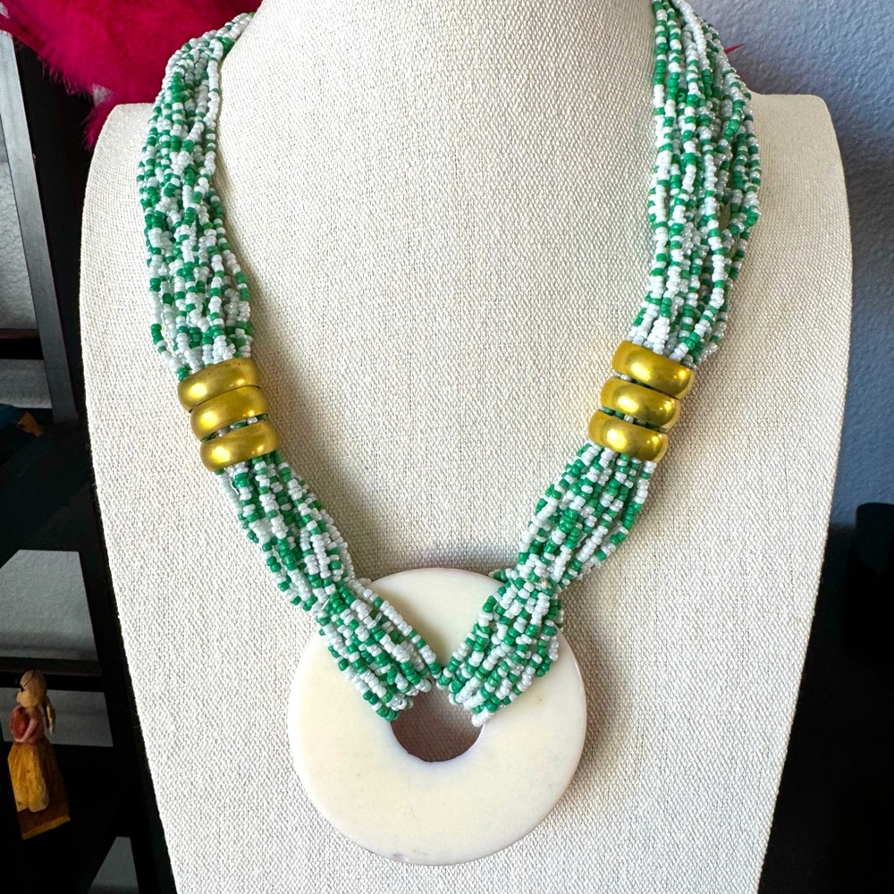 Artisan Nepal Peacock Beaded Necklace - Picture 6 of 8